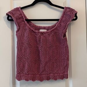 Lucky Brand Textured Knit Crop Top - Mauve